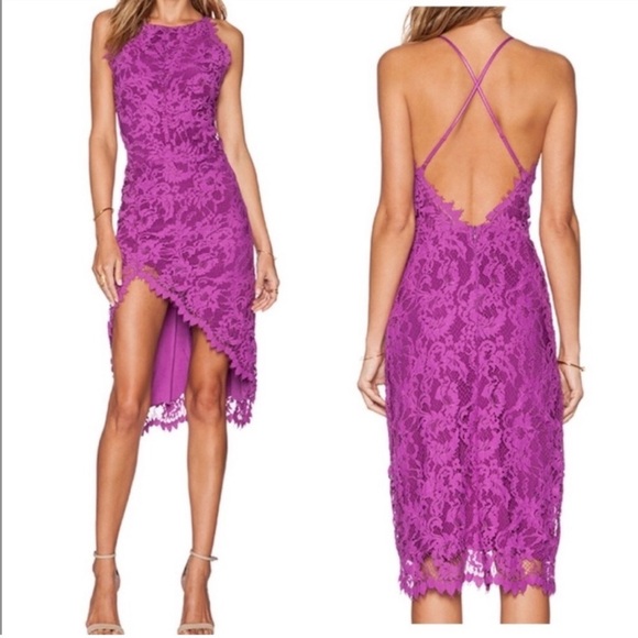 For Love & Lemons / Maui Waui Purple orchid Slit Lace Dress midi XS - Picture 1 of 6